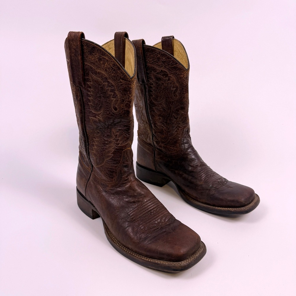 LaGrange Cowboy Boots Mens Size 8.5 M Square Toe Leather DP4838 Brown Western